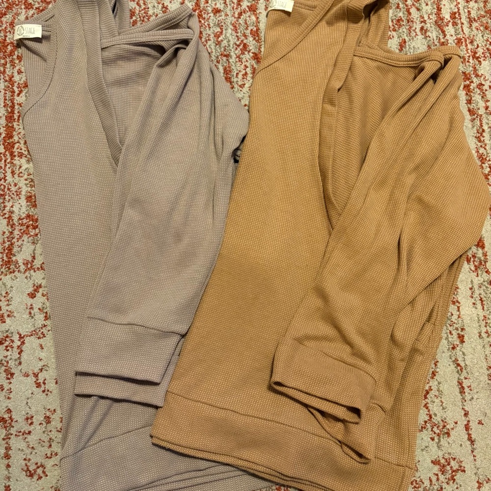 Stylish Cold Shoulder Sweater Set in Taupe and Camel